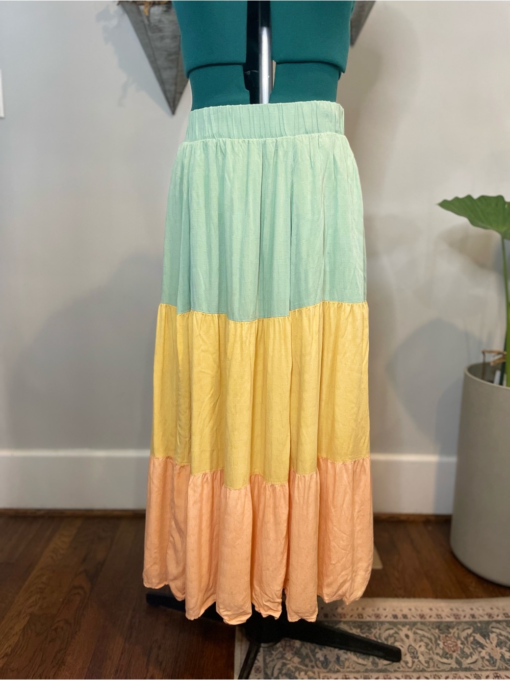 torrid Pastel Tiered Maxi Skirt in Mint, Yellow & Peach